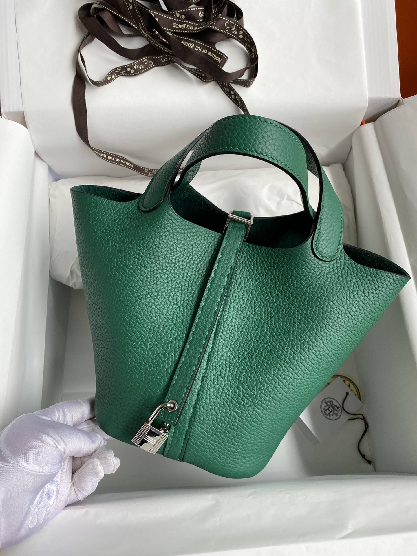 Hermes Picotin Lock 18 Bag In Vert Vertigo Clemence Leather